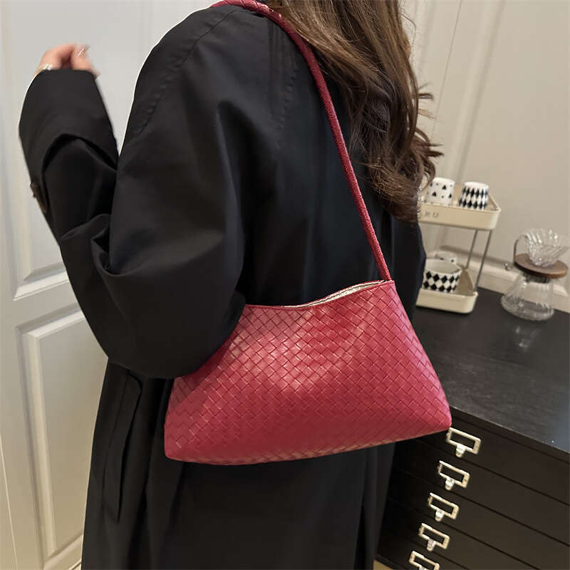 Large Capacity Woven Tote Autumn Winter New Versatile Commuter Mother-Daughter Shoulder Bag High-End Handbag