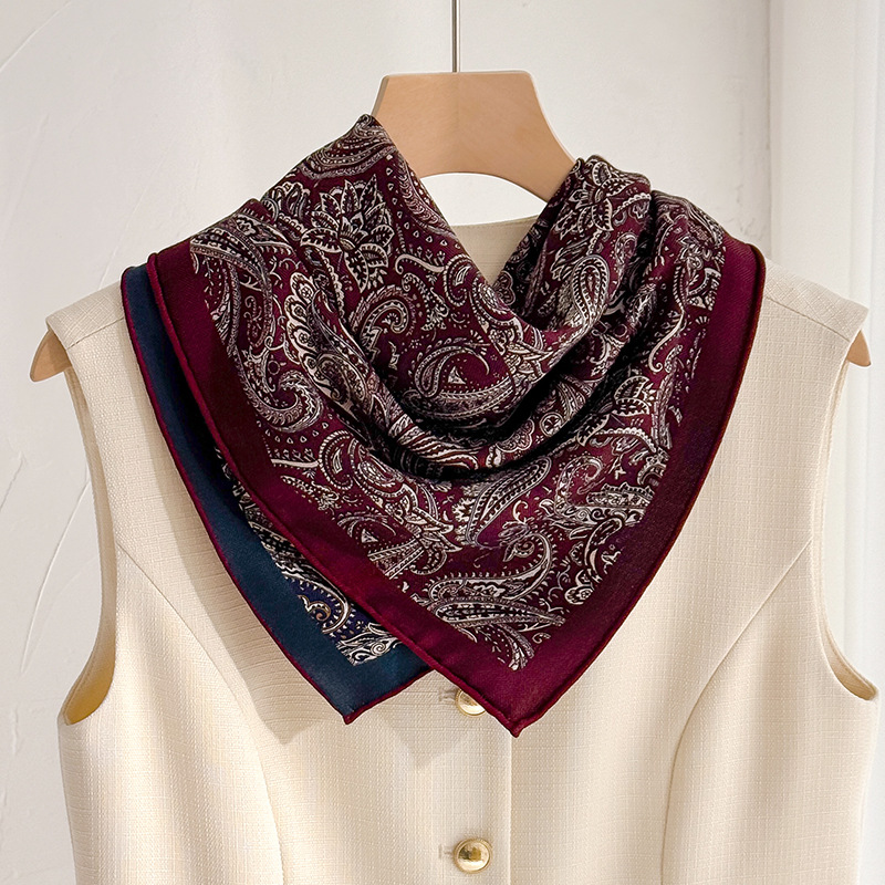 2-Piece Silk-Wool Square Scarf Luxe Scarf Sun Protection Shawl for Layering Elegant Chic Office Lady Minimalist Affordable Luxury Style Sophisticated 