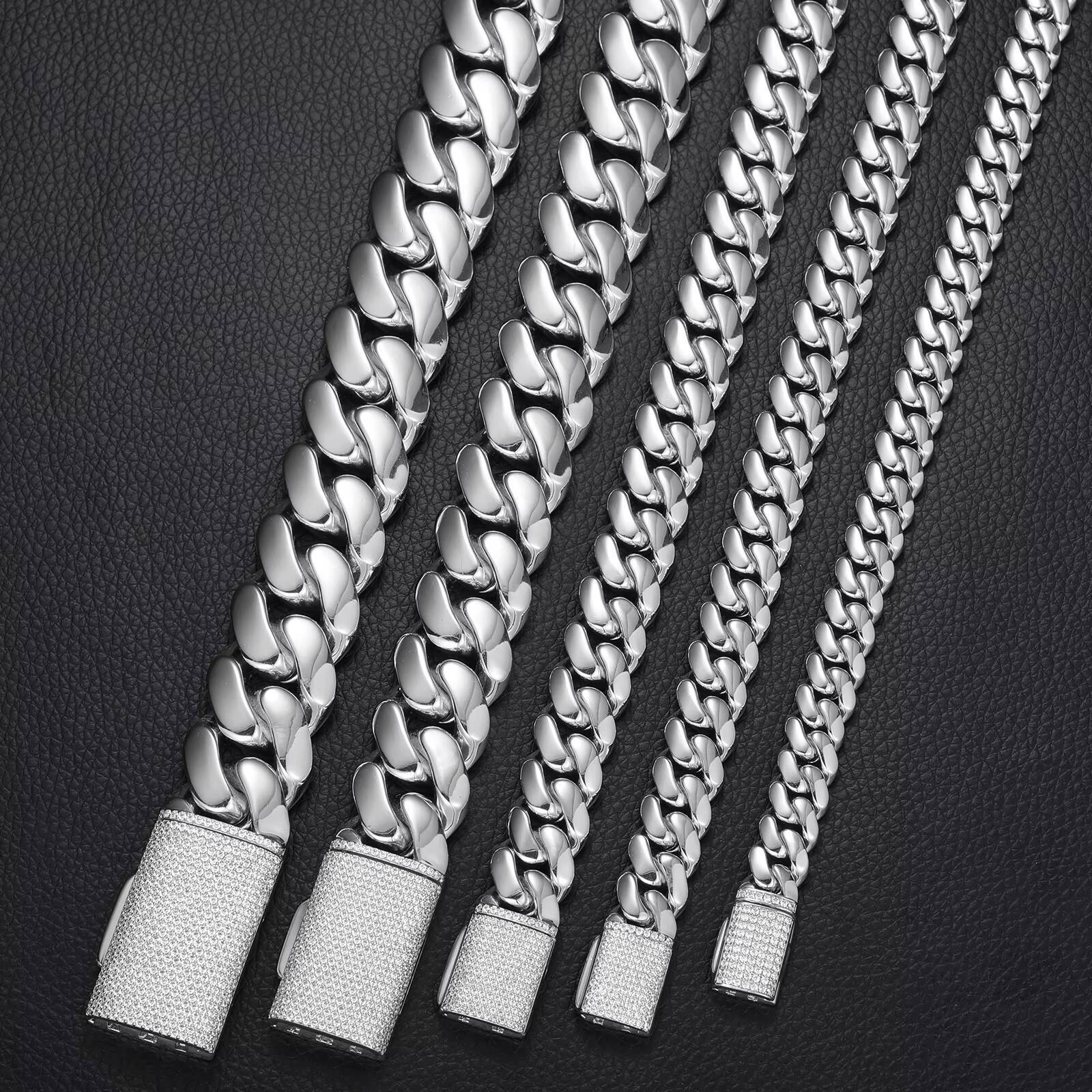 Luxury Hip Hop Jewelry 10mm-22mm Solid 925 Sterling Silver Moissanite Diamond Iced Out Buckle Miami Cuban Link Chain Necklace