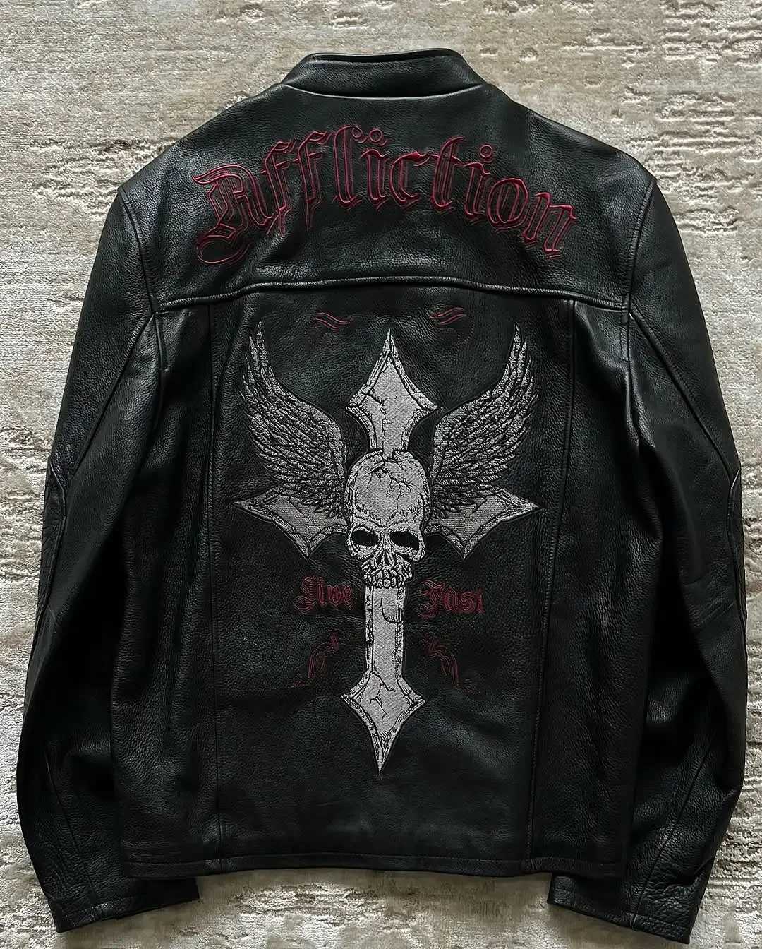 Jackets New Hip Hop Skull Embroidery Harajuku Fashion Pu Leather Men Jacket Long SLeeve Zipper Jacket Coat Streetwear M251203