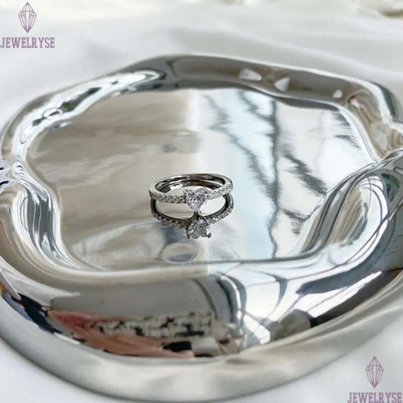 100% 925 Sterling Silver ring Luxury Rings Jewelry 5A Cubic Zirconia White Heart Princess Cut Diamond Party For Women Love Engagement Wedding rings Wi