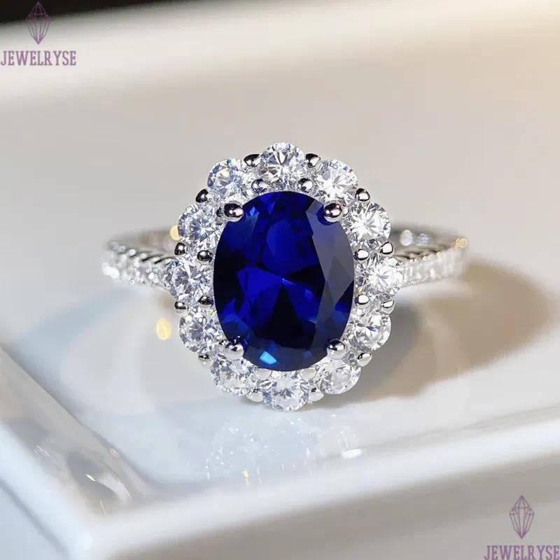 blue diamond sapphire designer ring for woman wed 925 sterling silver 5A zirconia round sqaure heart luxury wedding engagement womens rings jewelry gi