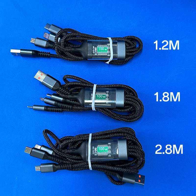 100W 3 in 1 er Fast Charging Cable Micro USB to Type C Cable 3A ot Lamp For iPhone 16 15 C251203