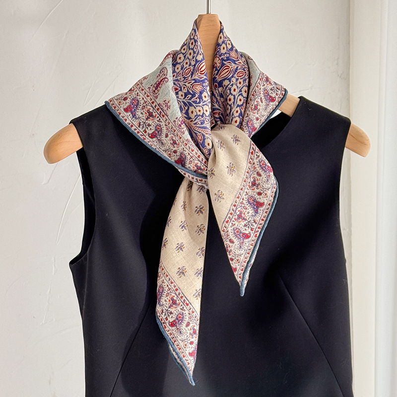 2-Piece Silk-Wool Square Scarf Luxe Scarf Sun Protection Shawl for Layering Elegant Chic Office Lady Minimalist Affordable Luxury Style Sophisticated 