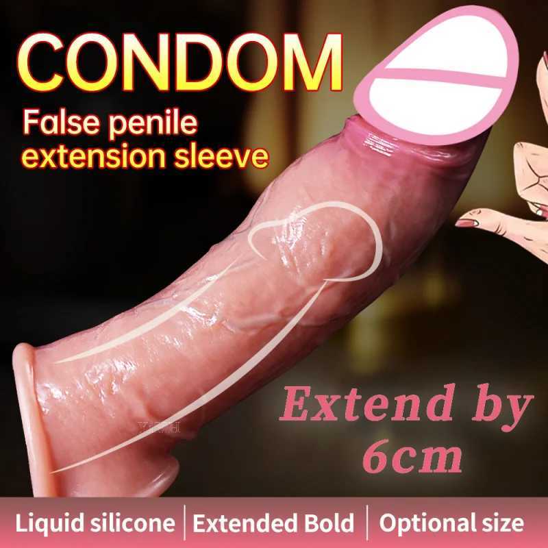 86 Realistic Sex for Men Dick Silicone Condom Reusable Cock Sleeve Penis Extender Male Couples Adult Toys