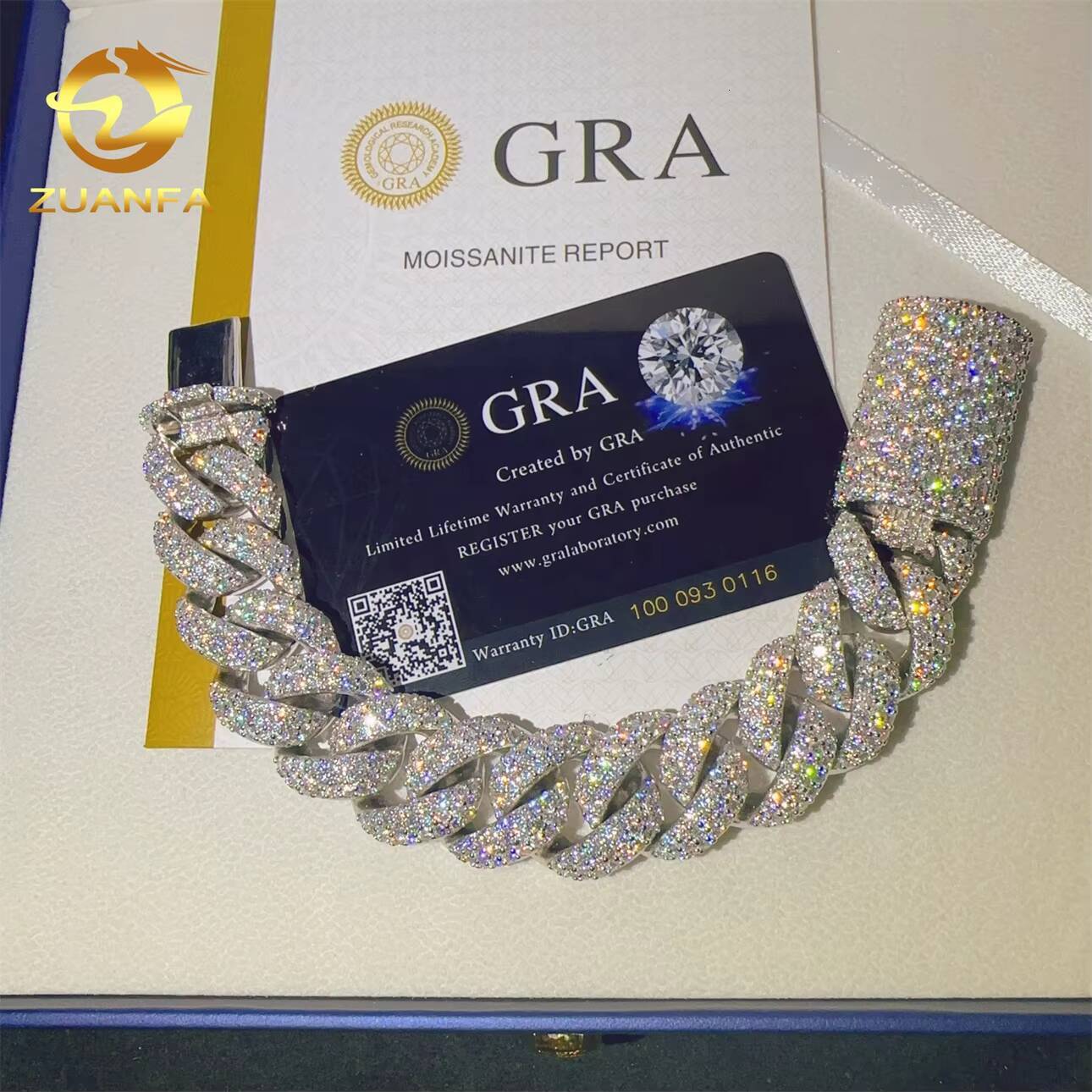 20mm Sterling Silver 925 VVS Moissanite Diamond Hip Hop Cuban Link Chain Moissanite Miami Cuban Link Chain Bracelet