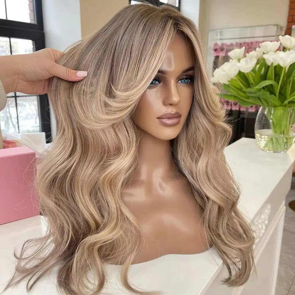 Je Quality Wig 150 Density Ombre Blonde Color Wave 100 Unprocessed Young Donor Hair Swiss Lace Front Wigs With Fringe - view 3