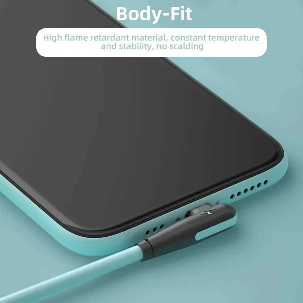 90 Degree Cable for Game Video 5A Fast Charging Cable USB A To Type C Liquid Silicone For Mobile C251203