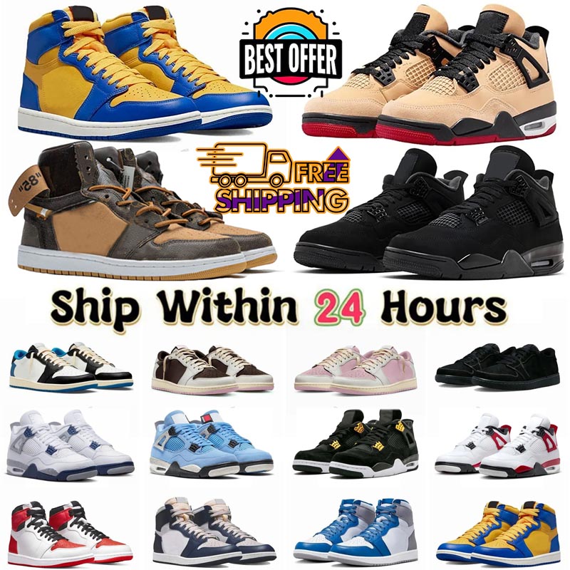 Free shipping Designer 4 1 Basketball shoes Men Women 4s 1 Sneakers Worn Blue Panda Military Black Cat 2025 Purple Thunder Cool Grey Bred Sports Mens Trainers Sneaker