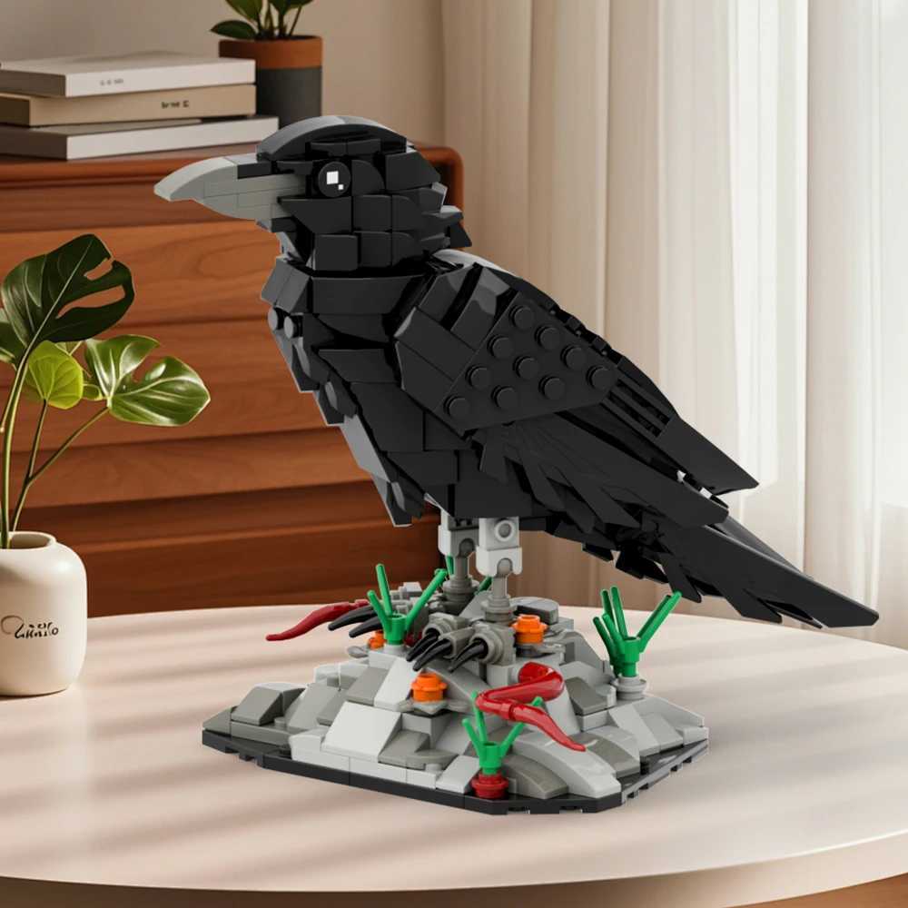 MOC Raven Bird Model Kit Detailed Black Crow Building Blocks Setfor Kids Adts Creative DIY Bricks Toy Gift for fan C251203