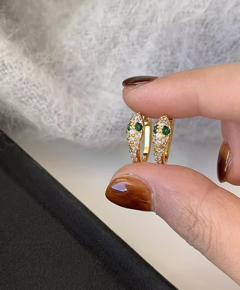 S925 silver personalized serpentine Earrings womens fashion micro inlaid zircon bright earrings hip hop Earrings 250710