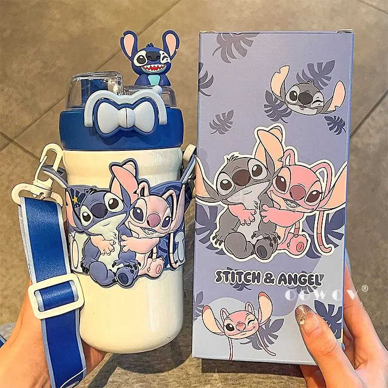 Disney Stitch 500ml Thermal Cup LiloStitch Portable Large Capacity Outdoor Sports Water Cup Drinking Stainless Steel Bottle H251203