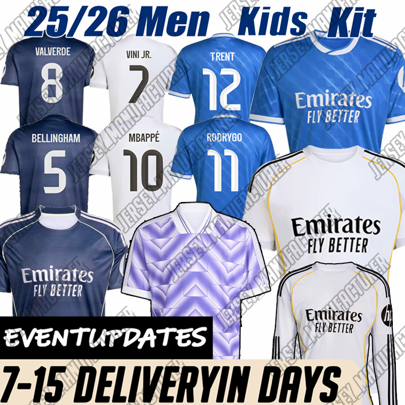 3X 4X Reals Madrid jersey 25 26 Kit MBAPPE BELLINGHAM VINI JR soccer jersey Tchouameni RODRYGO CAMAVINGA football jersey Rodrygo MODRIC Camiseta fans player kids kit