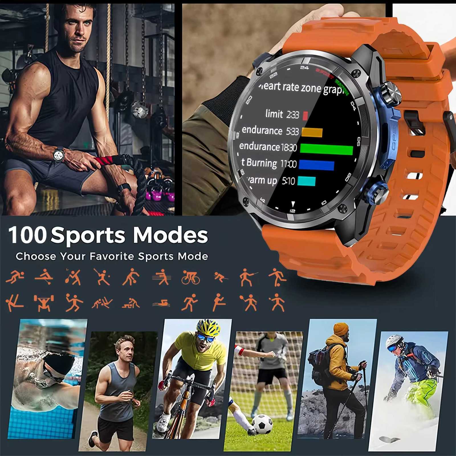 Sapphire GPS SmartWatch Offline Maps 4GB Mmory Video Player Military Sports Smart bracelet Men 50m Swimming Waterproof 2025 New C251203
