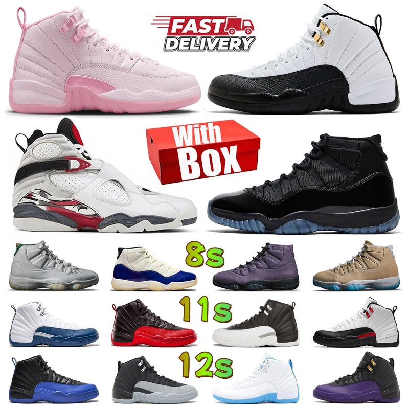 with box 12 11 8 designer basketball shoes 8s 11s 12s French Blue Taxi Pearl Pink Bugs Bunny Aqua Gamma Blue Cap and Gown Rare mojave houston Men Sports Trainer Sneakers
