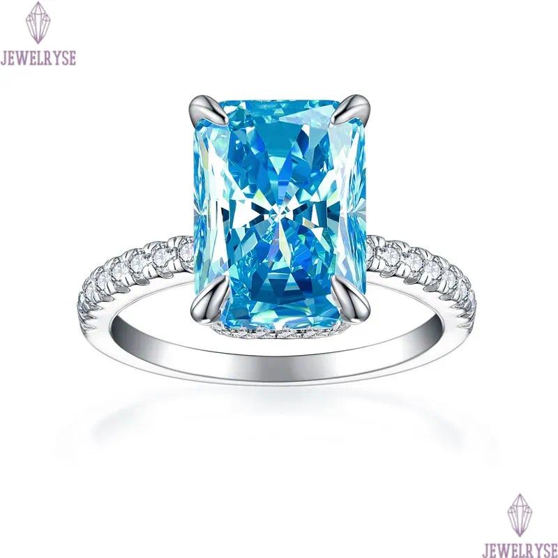 4ct diamond band ring designer for woman wed promise 925 sterling silver green blue 8A cubic zirconia luxury womens engagement wedding gold rings jewe