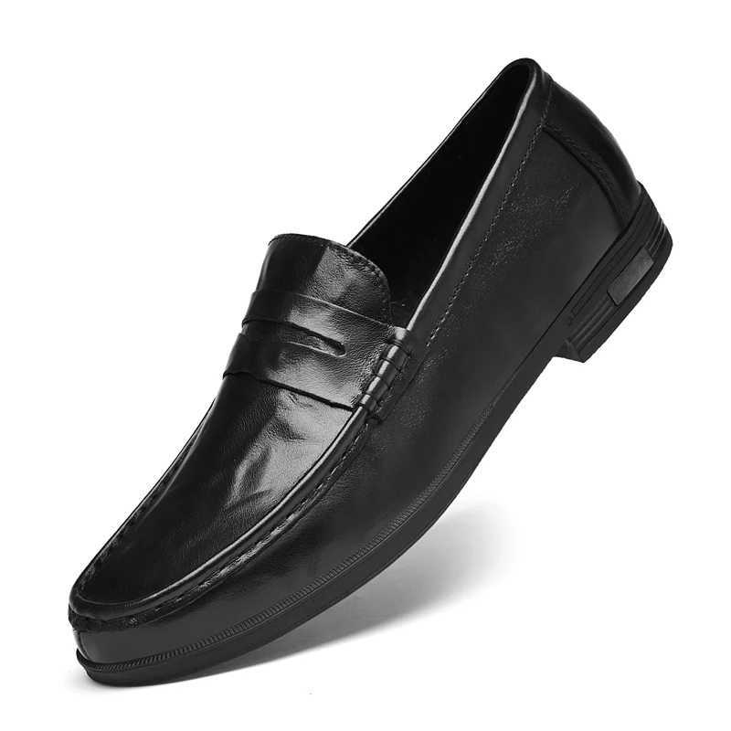 Mens Casual Leather Shoes with Genuine Leather Uppers Street Fi Loafers Multi-functial and Durable Driving ShoesXJ251203