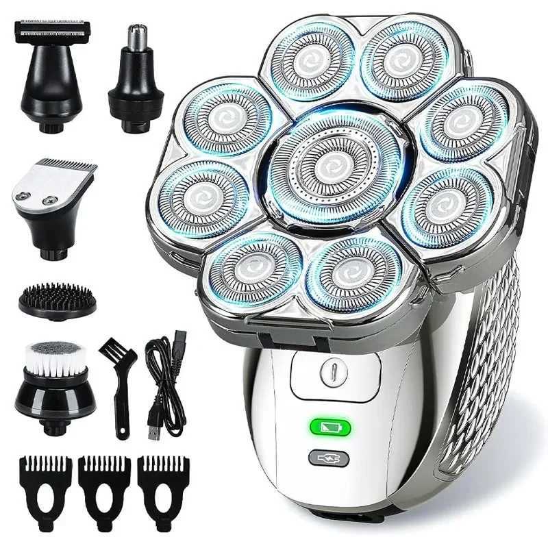 4D Shavers for Bald Men Upgraded 9 Floating s 6-in-1 Rechargeable Waterproof Wet Dry Bald Shavers for Men Y251203