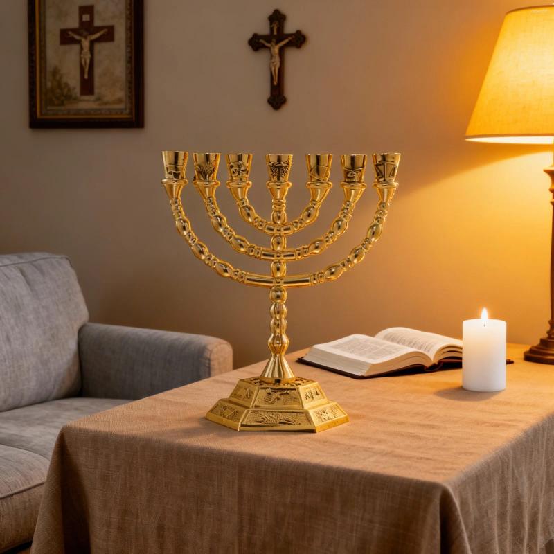 Candle Holders -Branch Menorah Religious Holder Vintage Candelabrum For Home Dining Table Desktop Decoration Gift H260310