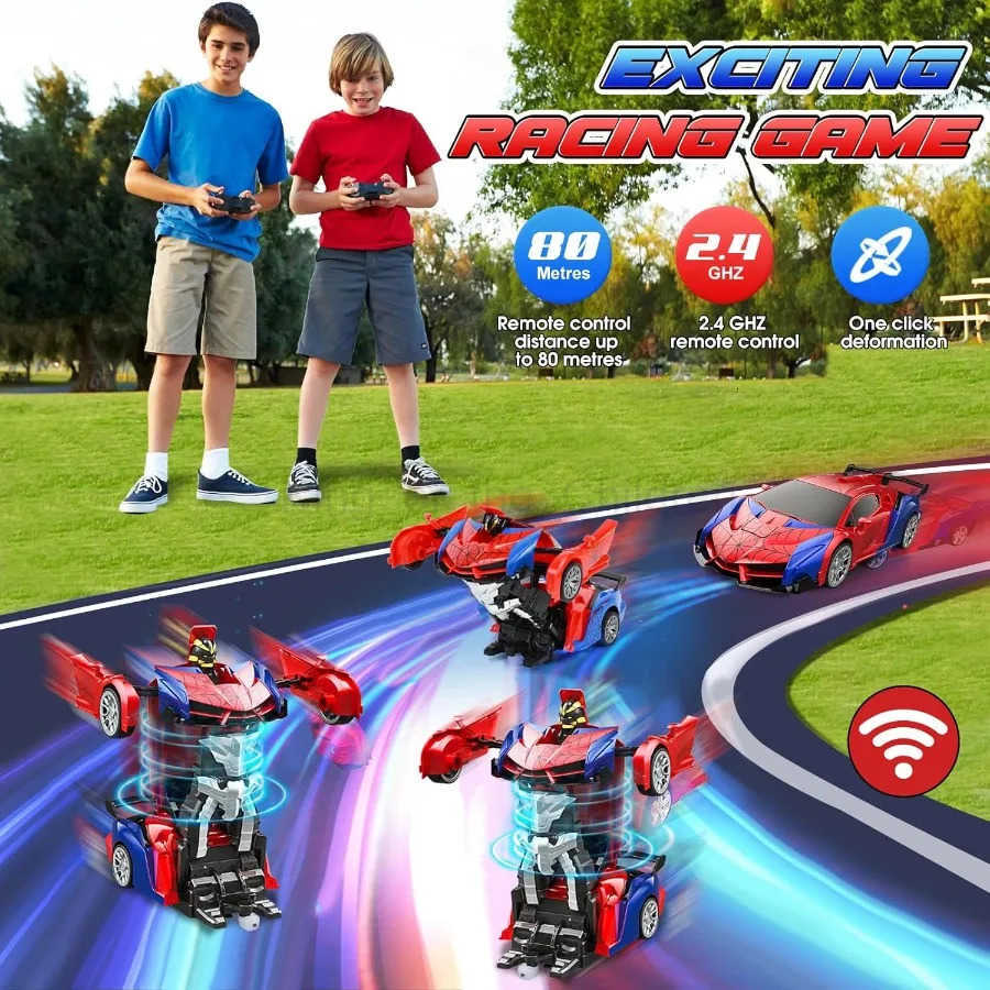 Disney 24GHz Deformable Spider Remote Control Car - Robot Car with Stunts Rechargeable Battery LED Lights Toy Gift for Boys Girls H251203