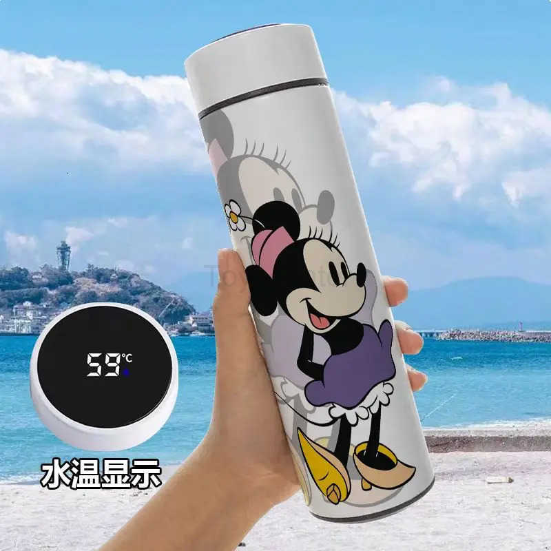 Disney Mickey Minnie male and female couples new creative cartoon pattern intelligent temperature display stainless steel thermos cup H251203