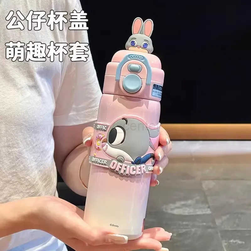 Disney Strawberry Bear Nick Thermos Double Drink Male And Female High Beauty Straw Water Cup Judy ChildrenS School Special Cup H251203