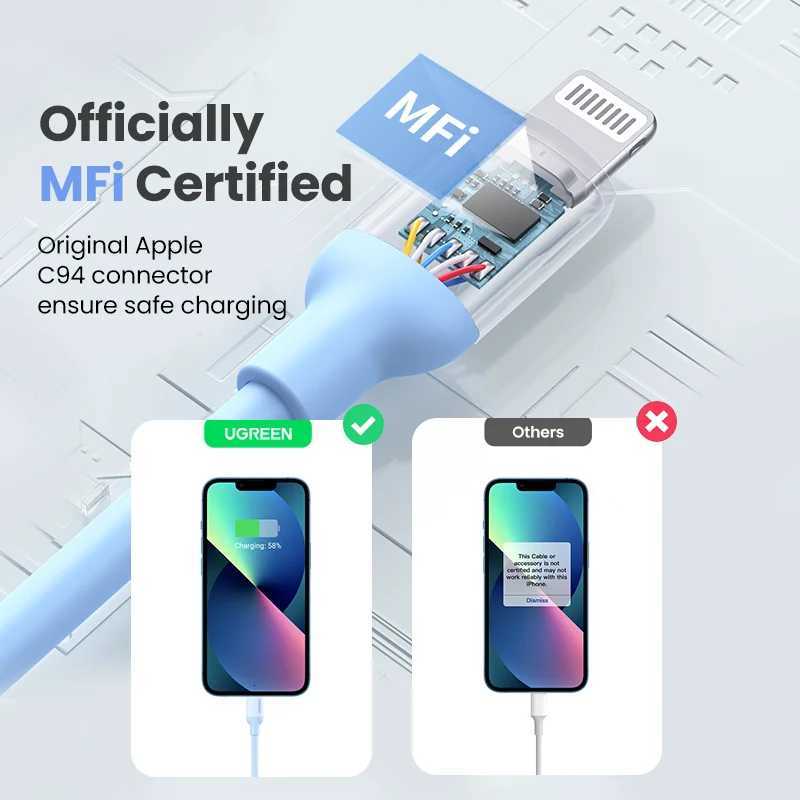 UGREEN MFi Silicone USB C to Lightning Cable 20W PD for iPhone 14 13 12 Pro Max Fast Charging for Phone Type C Cable C251203