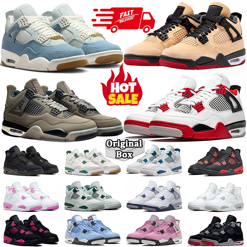 Basketball shoes sneakers 4 mens Grey black White j4 University Blue boy Thunder Lightning What The Red Shoe for green youth Womens