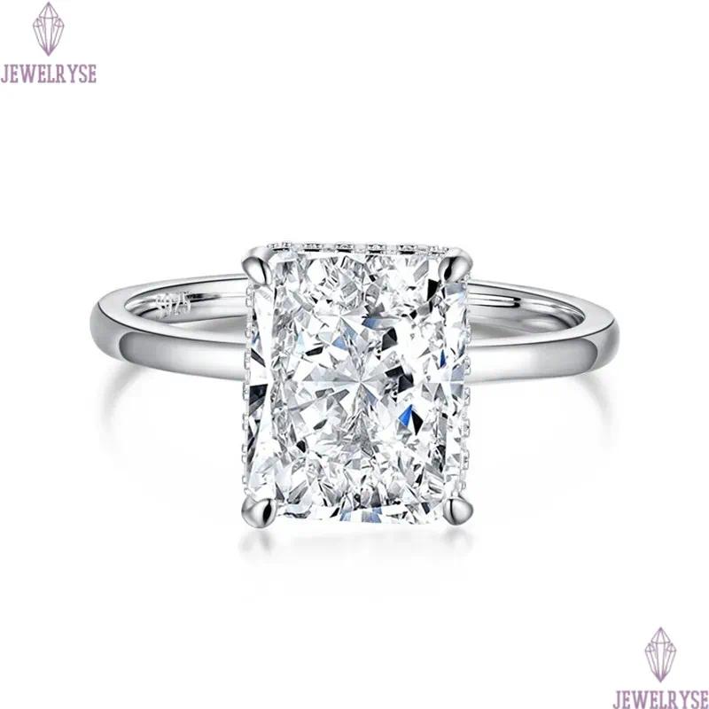 925 sterling silver luxurious jewelry rings 8A snowflake zirconia designer ring for woman princess square Wedding Engagement Diamond Ring With Gift Bo