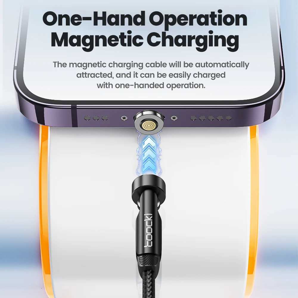 Toocki 540 Rotate Magnetic Cable 3A Fast Charging Micro USB Type C Cable For iPhone 14 S23 Magnet USB Phone Cable C251203