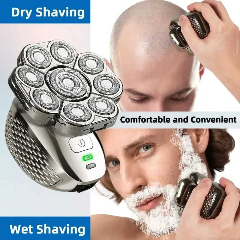 4D Shavers for Bald Men Upgraded 9 Floating s 6-in-1 Rechargeable Waterproof Wet Dry Bald Shavers for Men Y251203