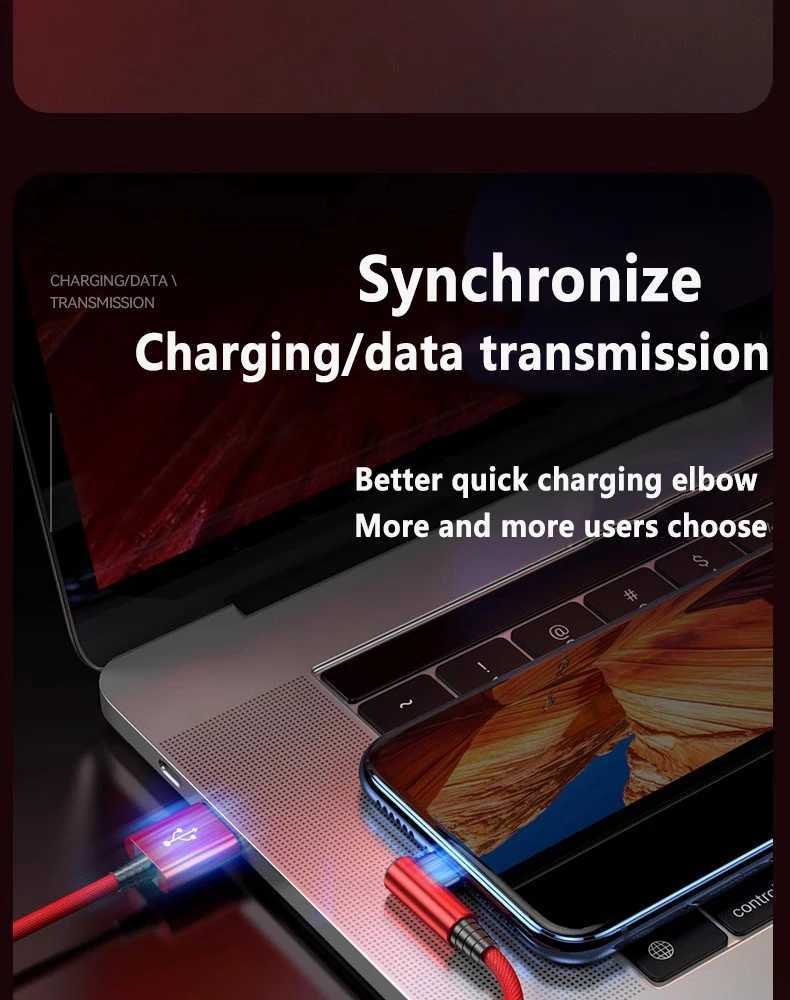 90 Degree USB Cable For iPhone 14 13 12 11 Pro Max X XR 6s 7 8 Plus 2m Lead Mobile Phone Fast Charging Cord Data Charger Wire C251203