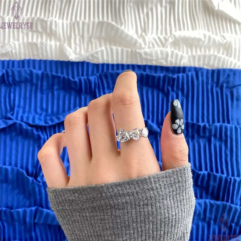 Ins Top Cute Wedding Rings Fashion Jewelry 925 Sterling Silver ring Fill Heart Shape White 5A Cubic Zirconia CZ Diamond Promise Eternity Engagement Fo