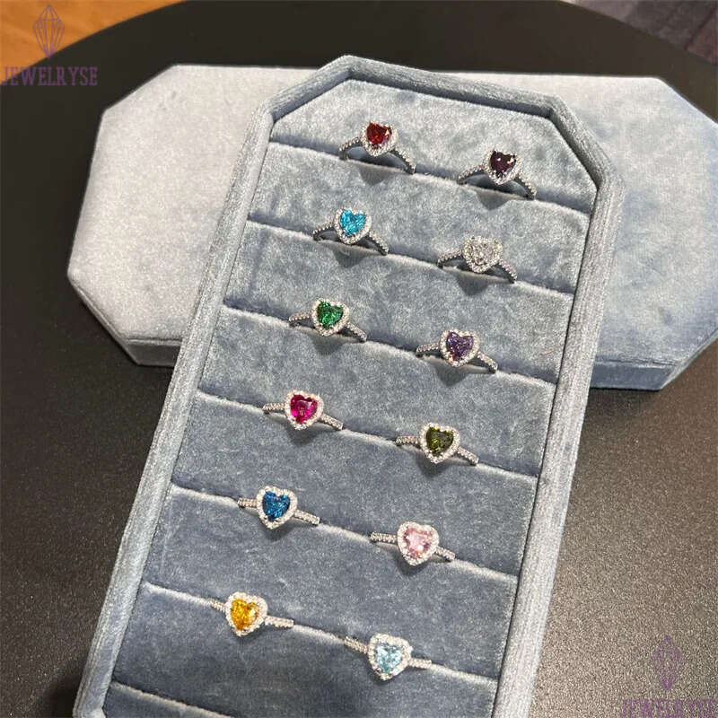 diamond heart love ring for woman 1ct 12 colors 925 sterling silver zirconia engagement wedding designer rings luxury jewelry valentines day friend gi
