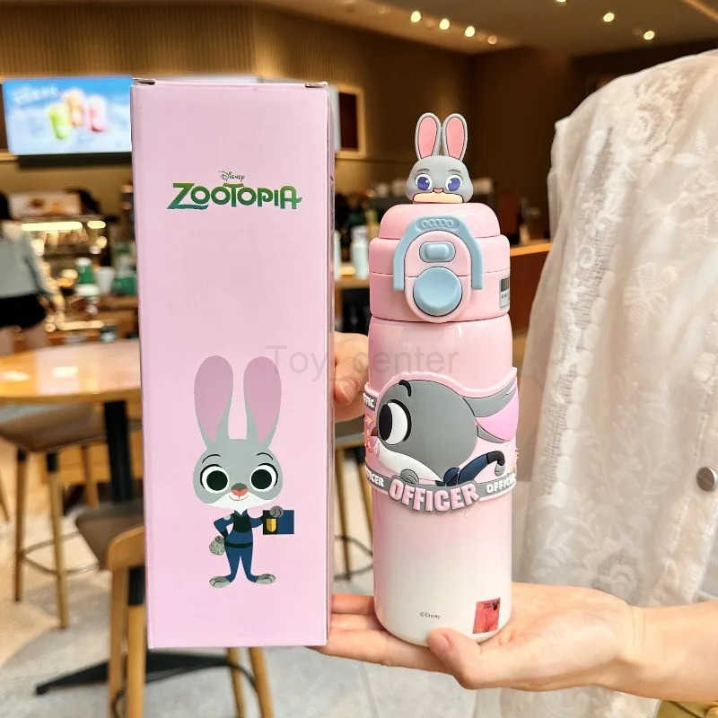 Disney Cartoon Zootopia Judy Nick Thermos Cup 500ml Large Capacity 316 Stainless Water Cup with Straw Children Students Gift H251203