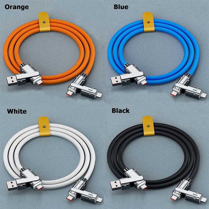 2-to-2 Data Cable 100w er Fast Charging Cables Zinc Alloy PD 4-in-1 Mti USB Type C to Lightning Type C for Phone Tablet C251203