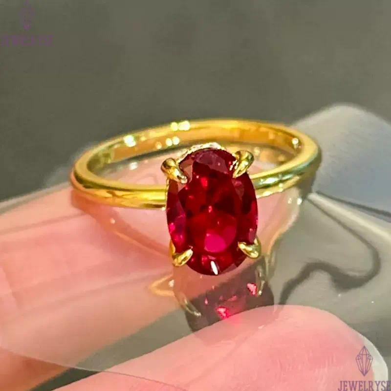 luxurious red oval cut diamond gold ring for woman s925 sterling silver wed wedding party 5A cubic zirconia luxury designer engagement rings jewelry s