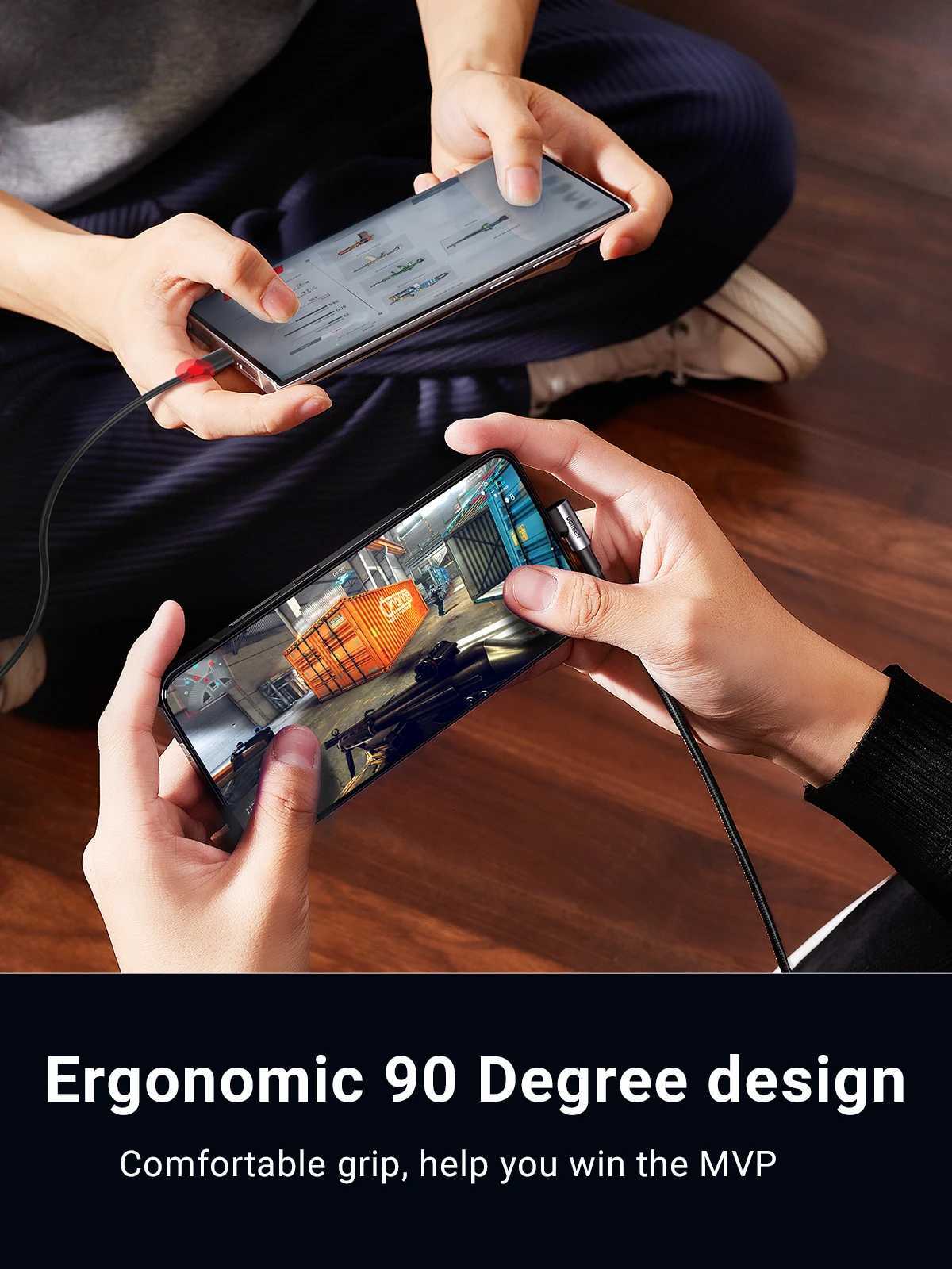 Ugreen USB C Cable for S9 S10 Plus Quick Charge 30 Right Angled USB Type C Fast Charger Data Cable for Game USB-C Wire C251203