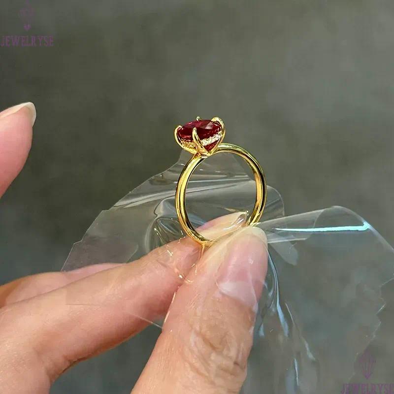 luxurious red oval cut diamond gold ring for woman s925 sterling silver wed wedding party 5A cubic zirconia luxury designer engagement rings jewelry s