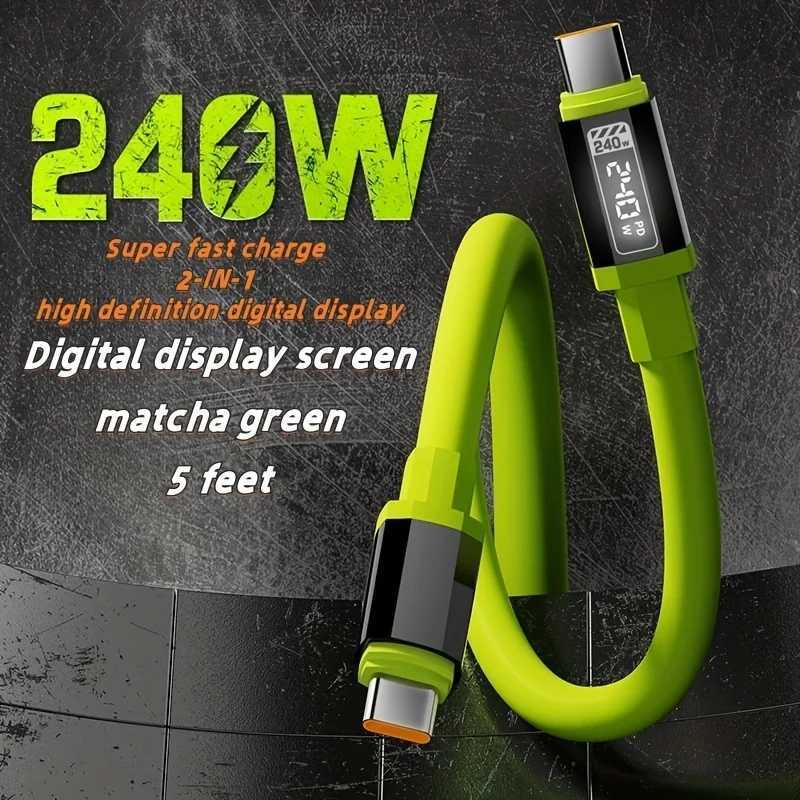 240W USB C Cable with Power Display Fast Charging Charger for IPhone 15 16 17 S24 Phones Type C Cord 15m C251203
