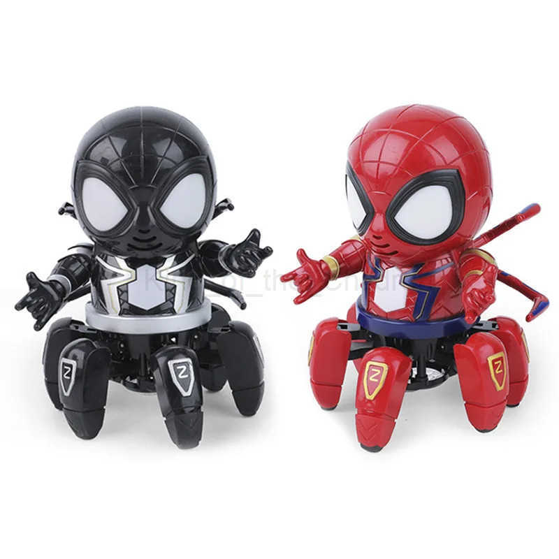 Disney Marvel The Amazing Spider Man Dancing Robot Musical Light Electric Toy Doll Spiderman Action Figure Children Funny Birthday Gift H251203