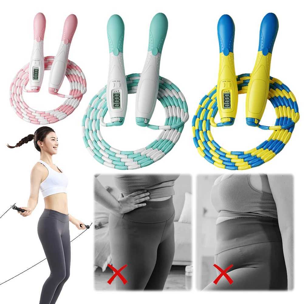 Beaded Jump Rope Plastic Segmented Jump Rope with Counter Soft Beaded Skipping Rope Adjustable Length for Kids Adults M260319