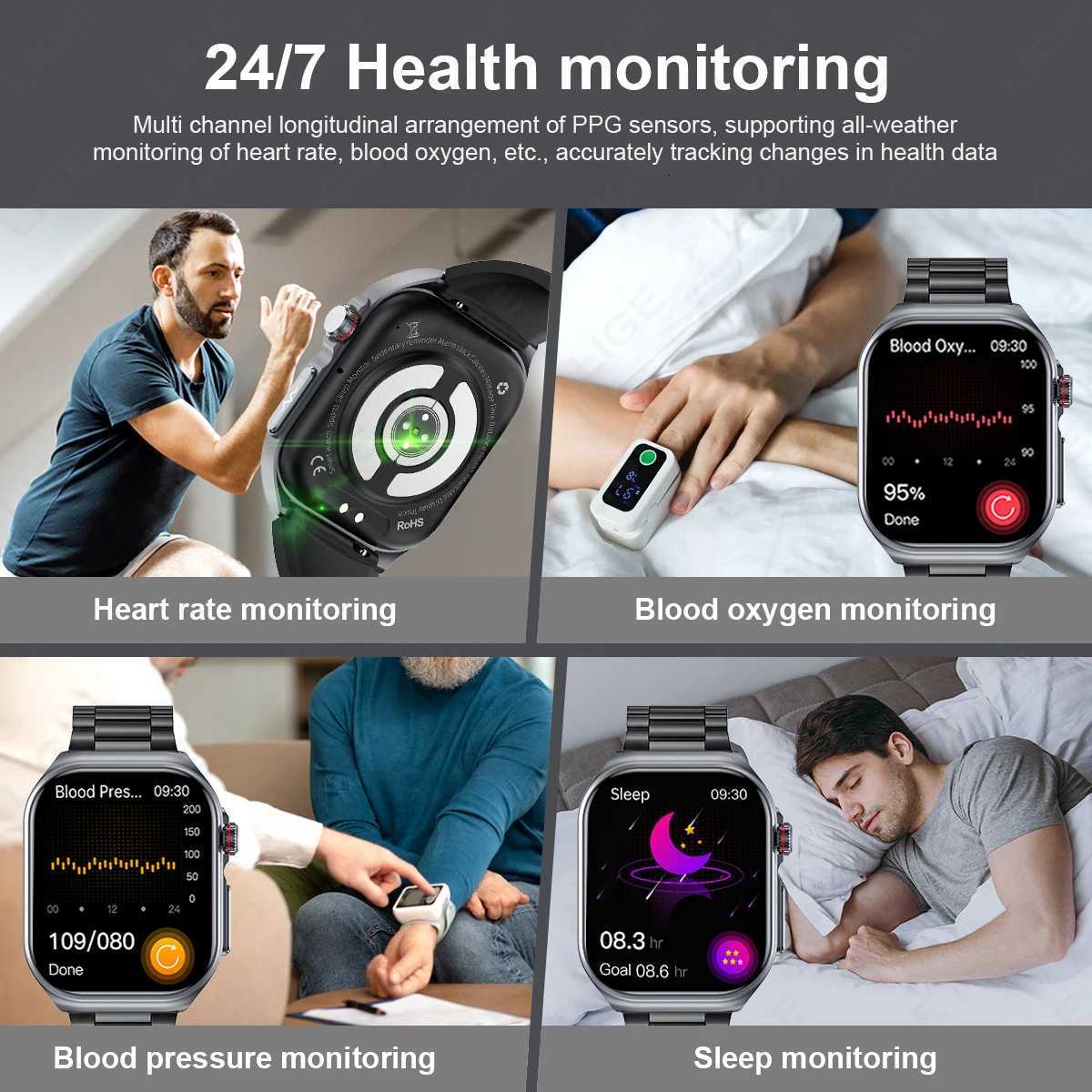 LIGE AMOLED Smart Watch ET585 Men ECG Blood Cpositoin Health Monitoring Call Wen Sports Fitness Tracker Smartwatch C251203