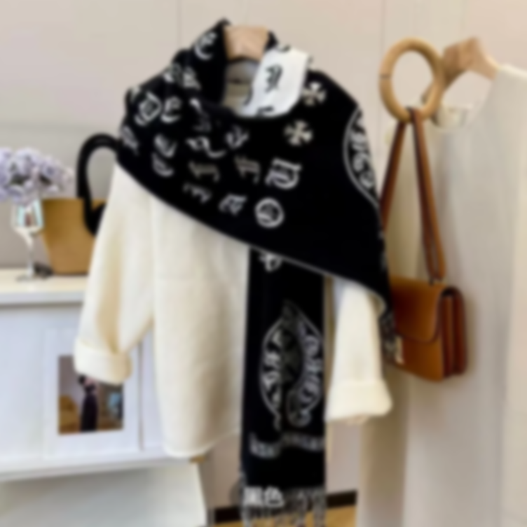 New chrome scarf designer imitation cashmere recoverable warm shawl fringe fashion and versatile men's warm ski scarf