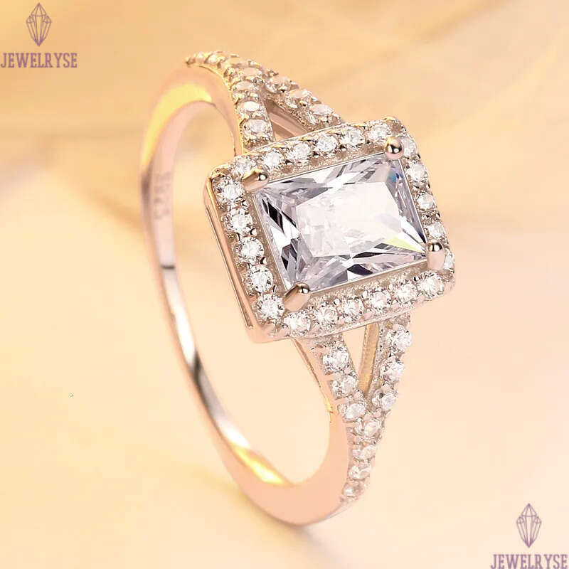 luxury 1ct square diamond designer ring for wed 925 sterling silver white zirconia engagement wedding band rings jewelry woman festival party gift box