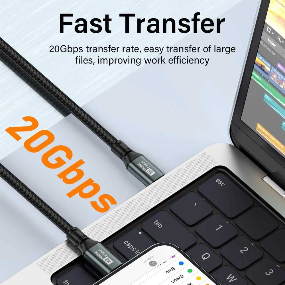 USB 32 Gen 2 Type C To C For iPhone 15 16 17 Pro book iPad TV PC 5A Data Charger PD Fast charge 8K 60HZ 100W C251203