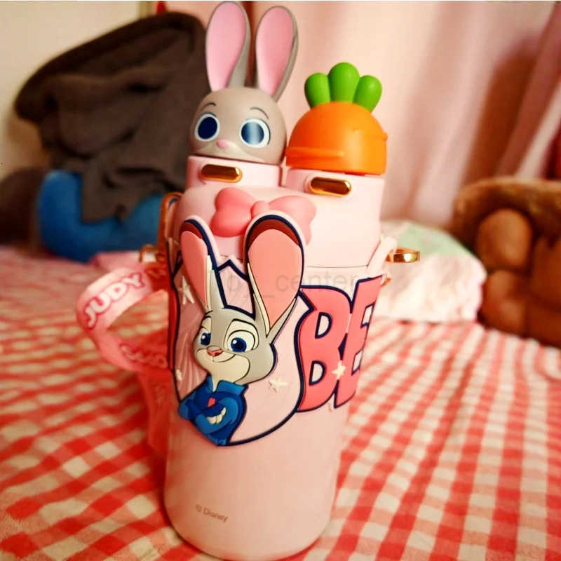 Disney Zootopia Judy Insulated Straw Cup Cute Girl Boy High Beauty Water Bottle for Students Outdoor Christmas Gifts H251203