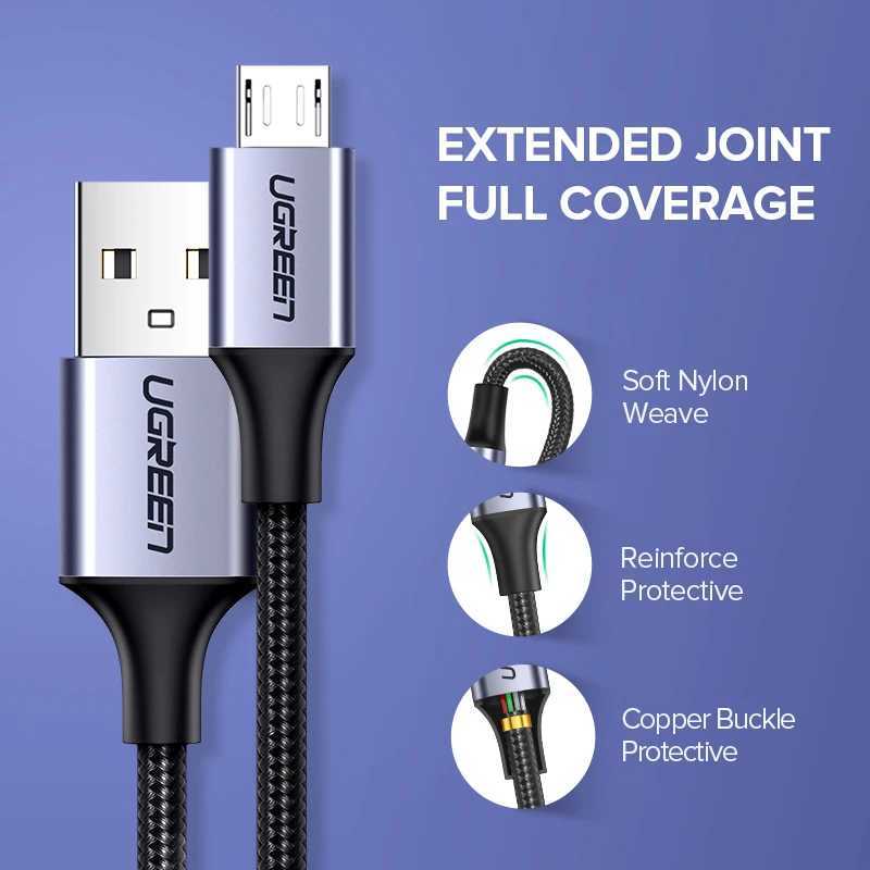 UGREEN 2 Pack Micro USB Cable 3A Fast Charging 15m USB Cable for USB Charger Data Cable Mobile Phone Cable C251203