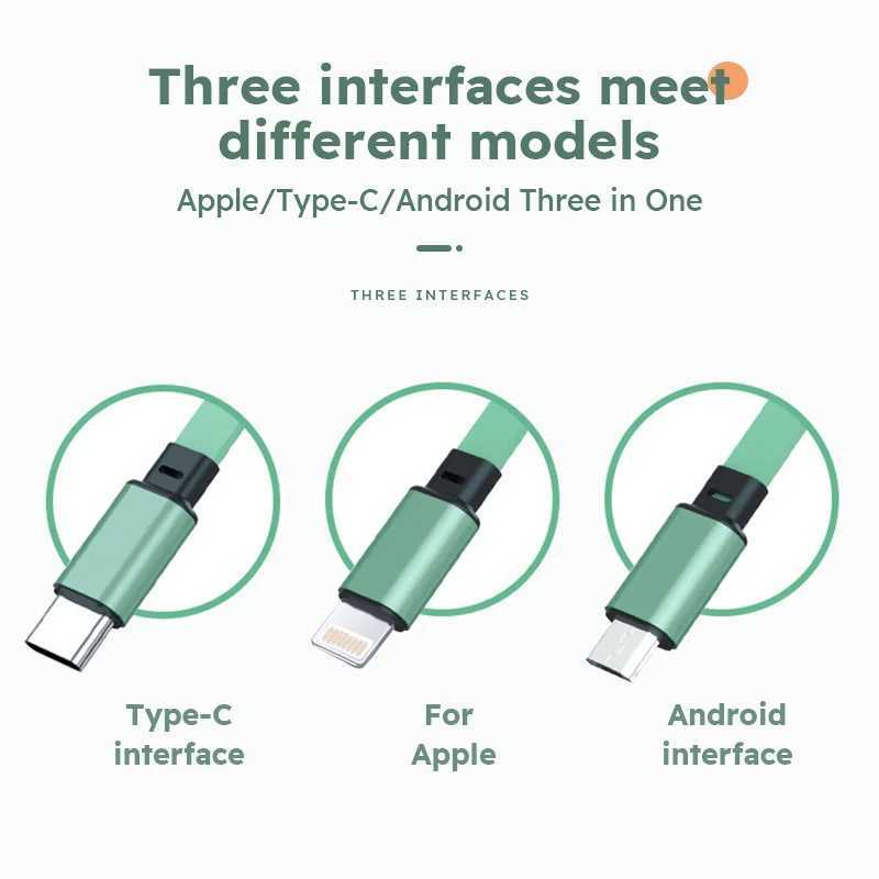 3 In 1 USB Cable Retractable Data Cord For Iphone Mti Port Mtiple Charging Wire C251203