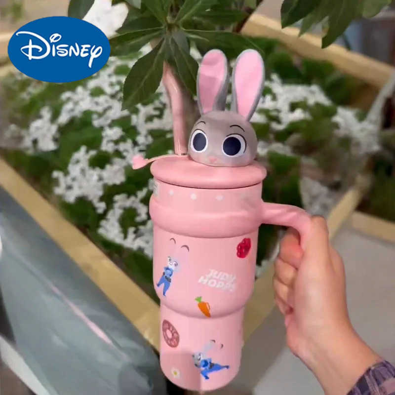 Disney In Stock Zootopia Ice King 700ml Large Capacity Insulated Water Cup with Straw for boys girl Judy High Beauty Toy Figure H251203